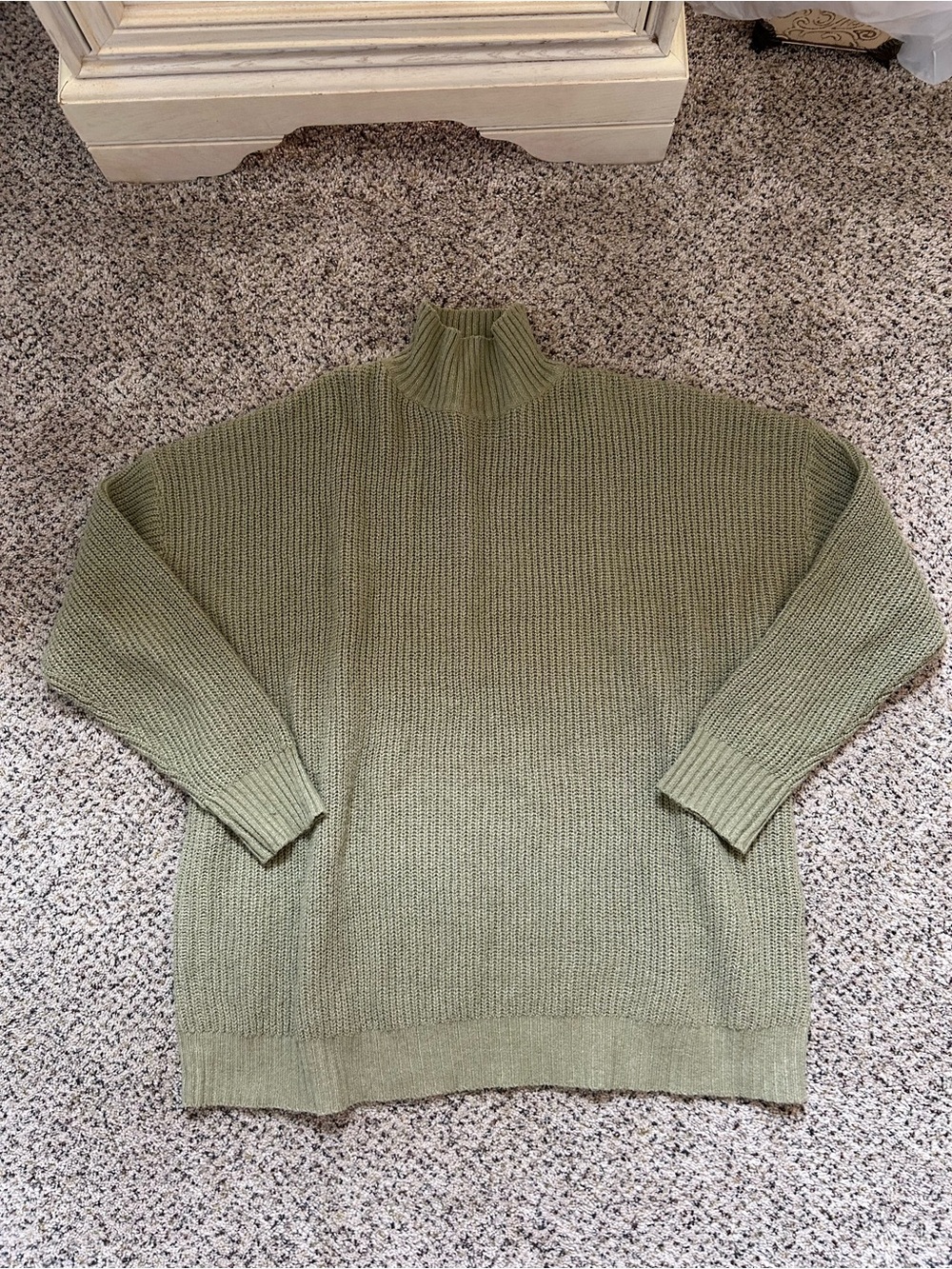 SHEIN Olive Green Ribbed Mock Neck Sweater Top